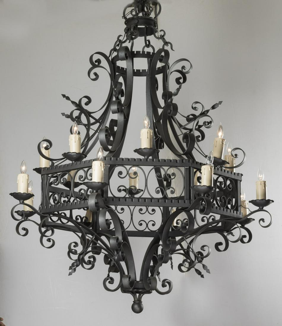 French Gothic style wrought iron 6-light chandelier (1 of 4)