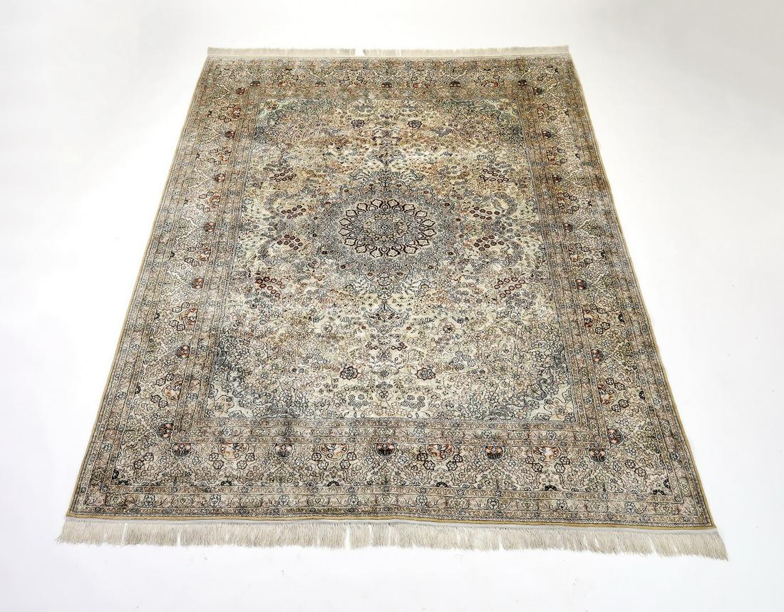 Hand knotted Indo-Persian silk rug, 12 x 9 (1 of 5)
