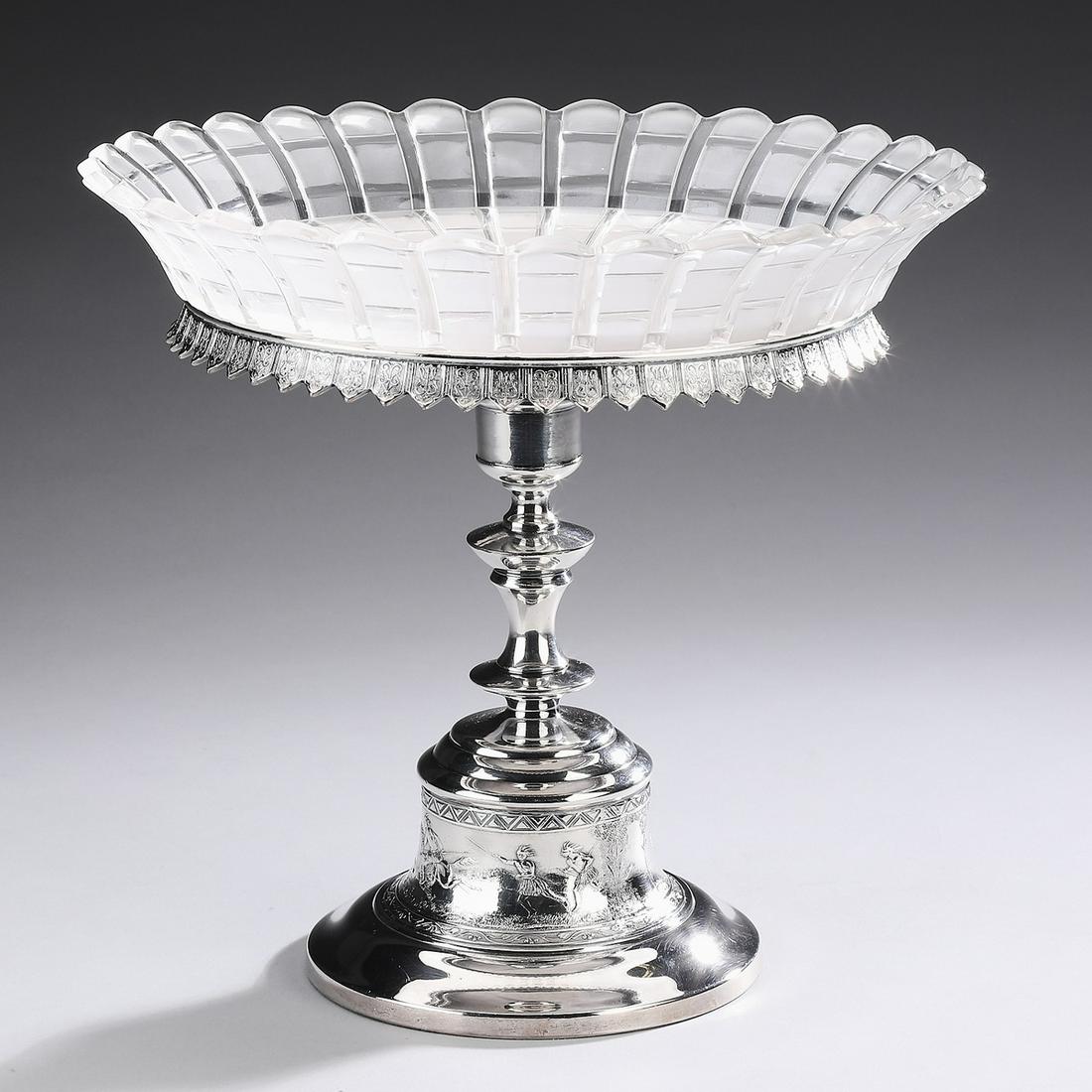 Reed and Barton silver plate tazza w/ buffalo hunt (1 of 6)