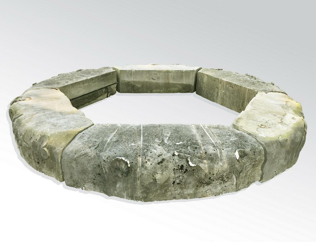 Carved Italian limestone surround or coping (1 of 3)