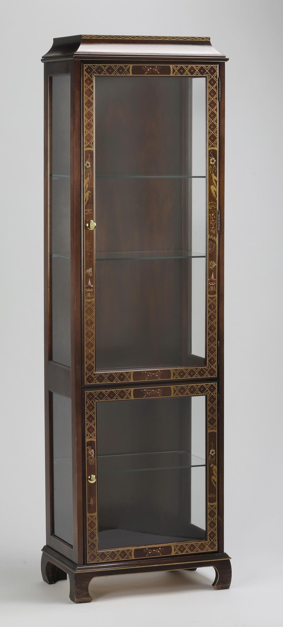 Chinoiserie inspired two-door display cabinet, 71"h (1 of 2)