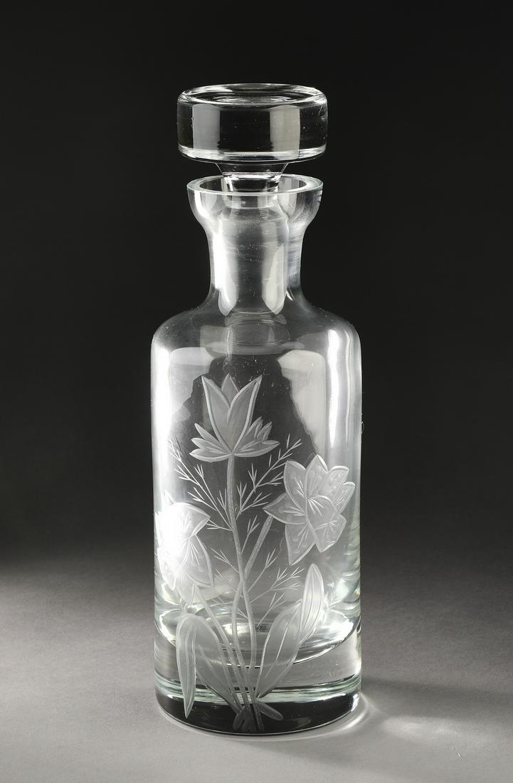 Crystal acid etched decanter, 12"h (1 of 2)