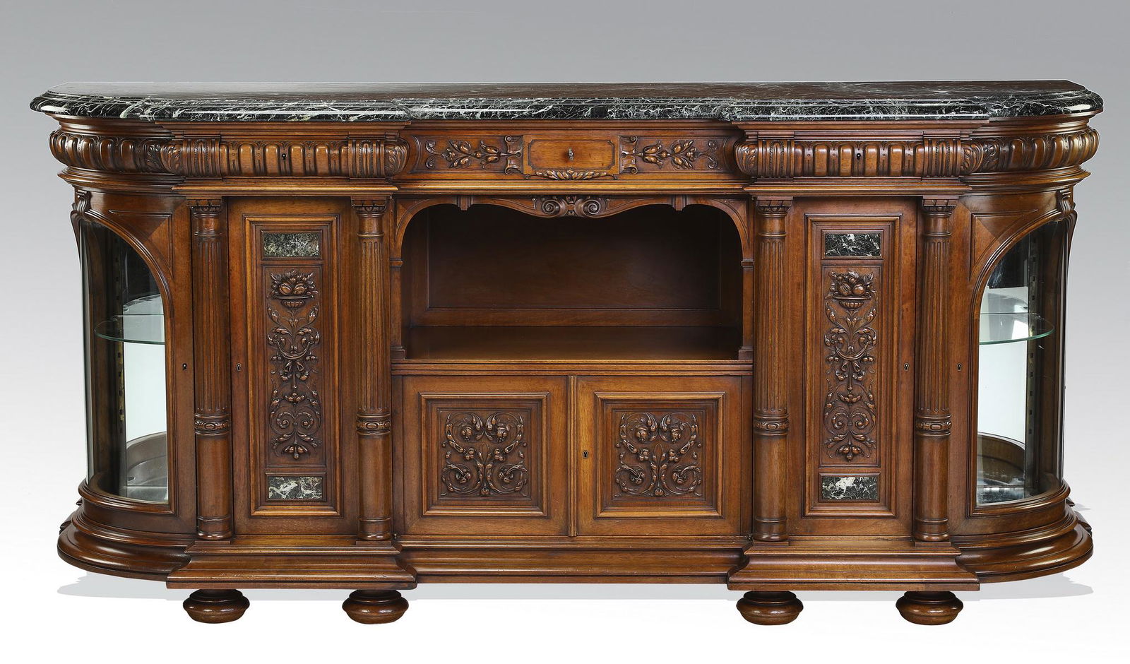 Late 19th c. French walnut and marble buffet (1 of 6)