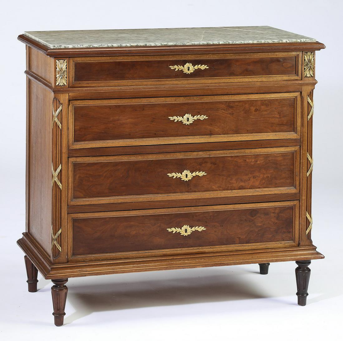 19th c. Directoire style marble top chest (1 of 3)