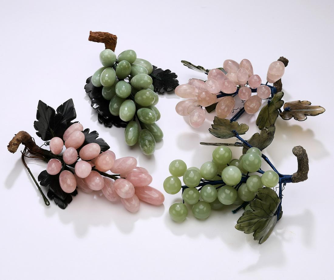 (4) Chinese jade and rose quartz grape clusters (1 of 1)
