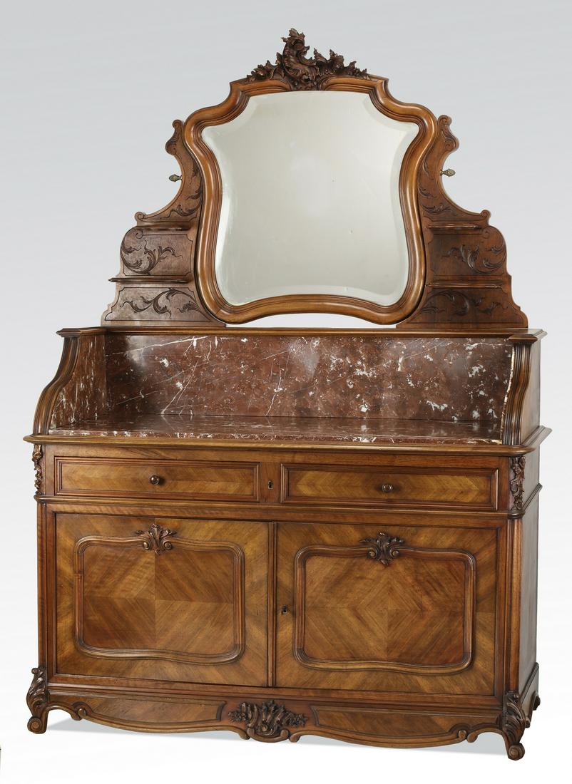 19th c. French Rococo Revival marble top vanity (1 of 8)