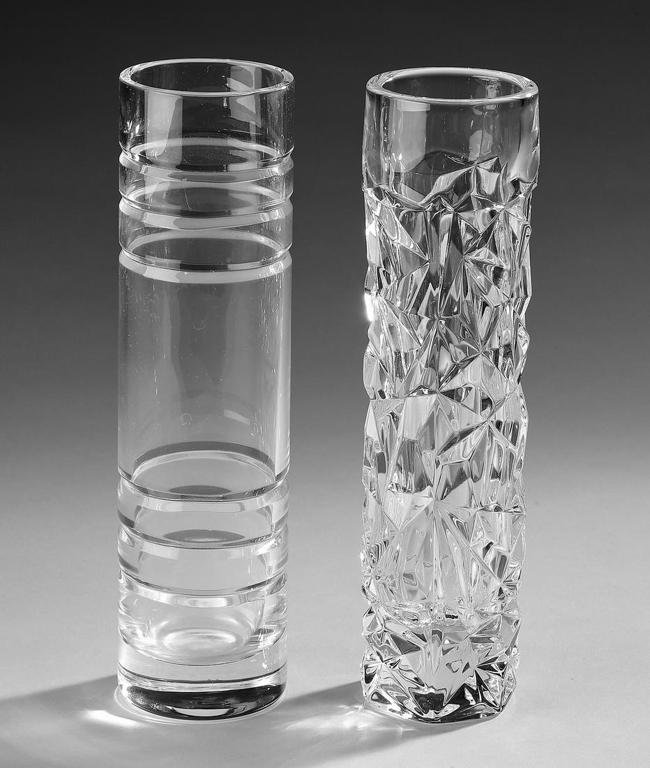 (2) Tiffany crystal bud vases, maker marked (1 of 4)