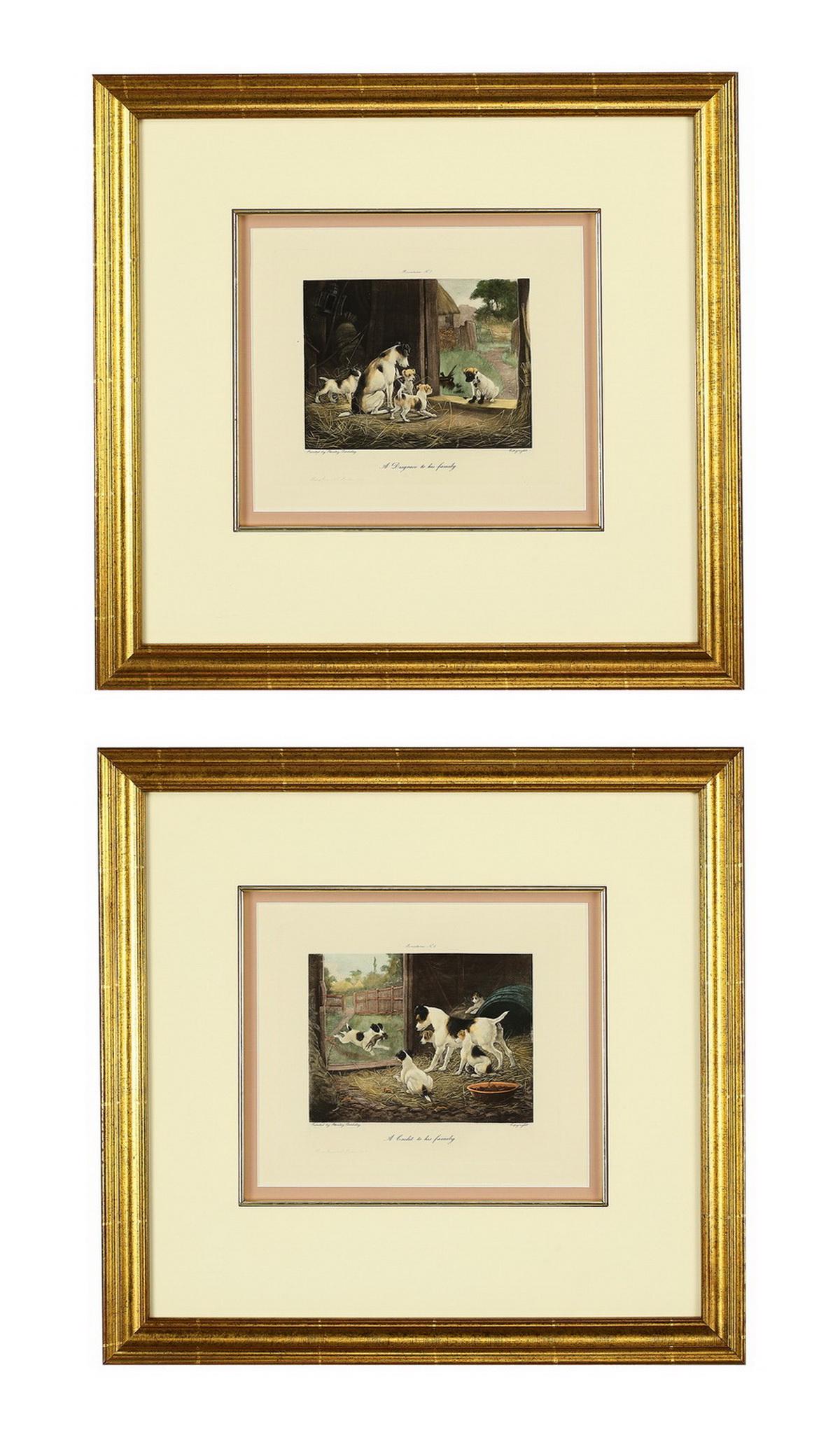 (2) 19th c. mezzotints of Jack Russell terriers: Two mezzotints of Jack Russell terriers, after paintings by Stanley Berkeley (British, 1855 - 1909), comprising: (1) mezzotint, published 1896, titled 'A Credit to His Family,' depicting a puppy bring