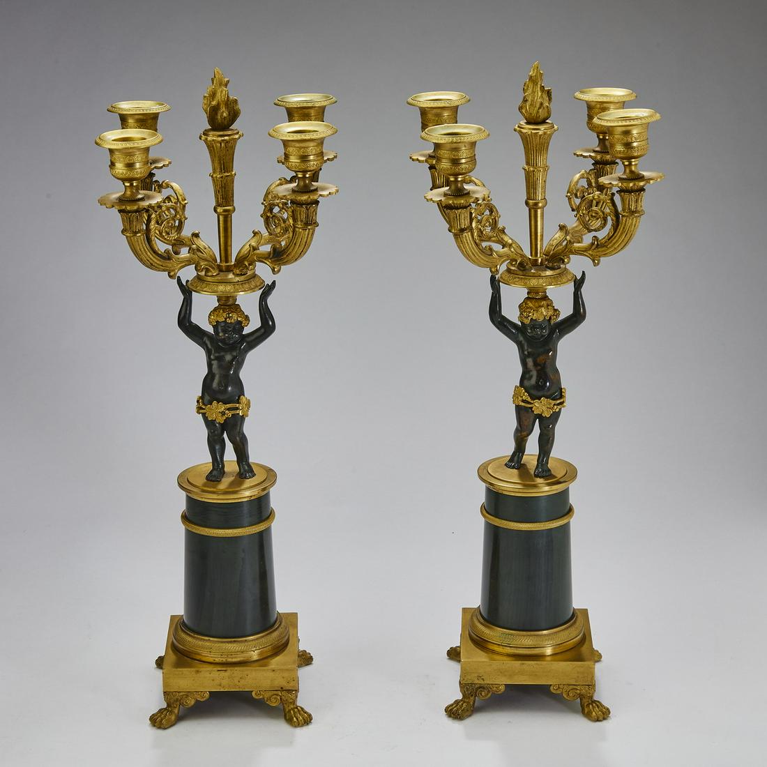 (2) French Empire style gilt bronze candelabra (1 of 4)