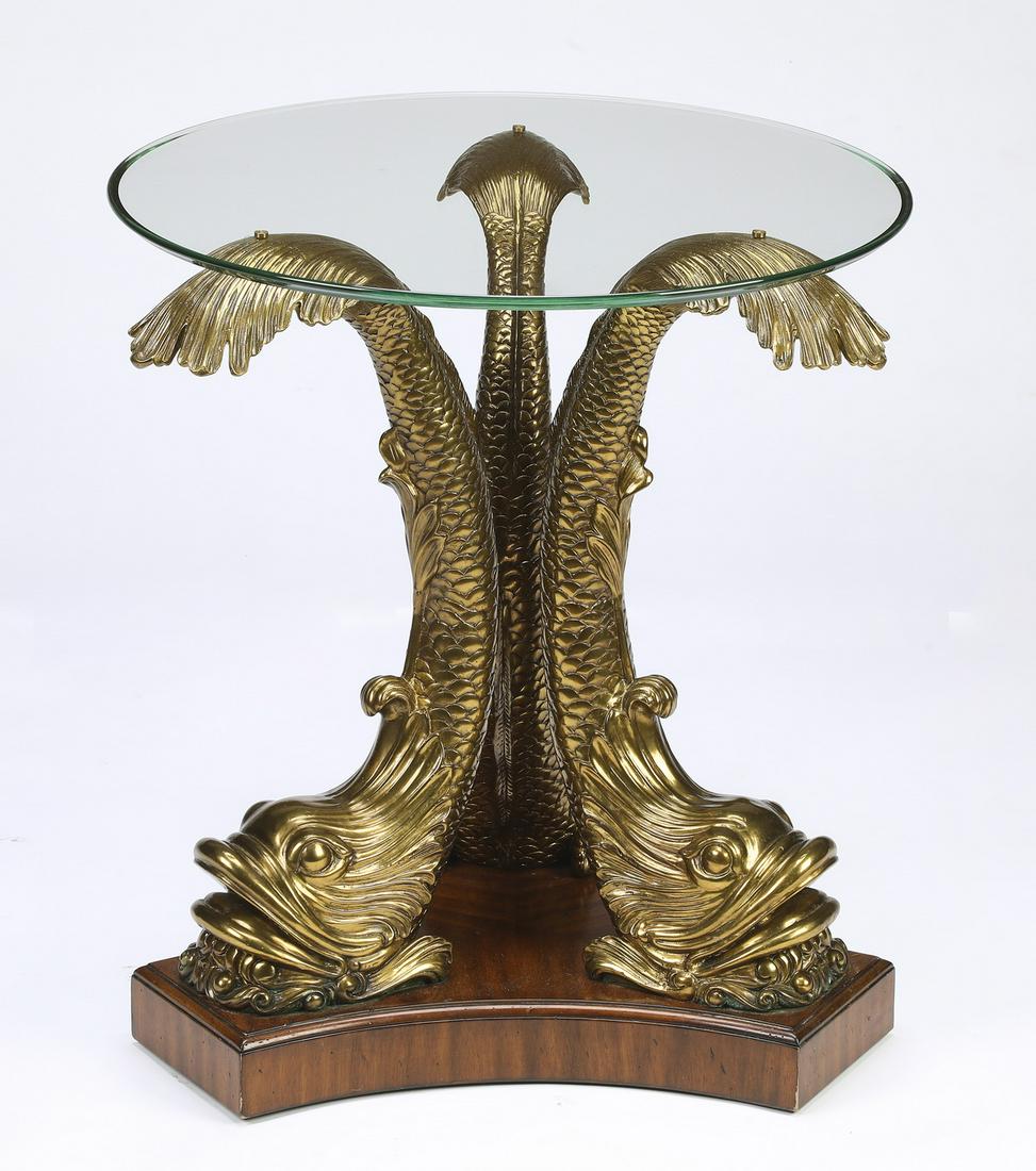 Maitland-Smith Regency style glass and bronze table (1 of 2)