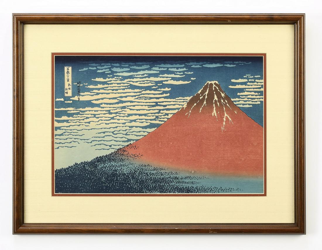 Katsushika Hokusai woodblock, 'Red Fuji,' ca 1830 (1 of 4)