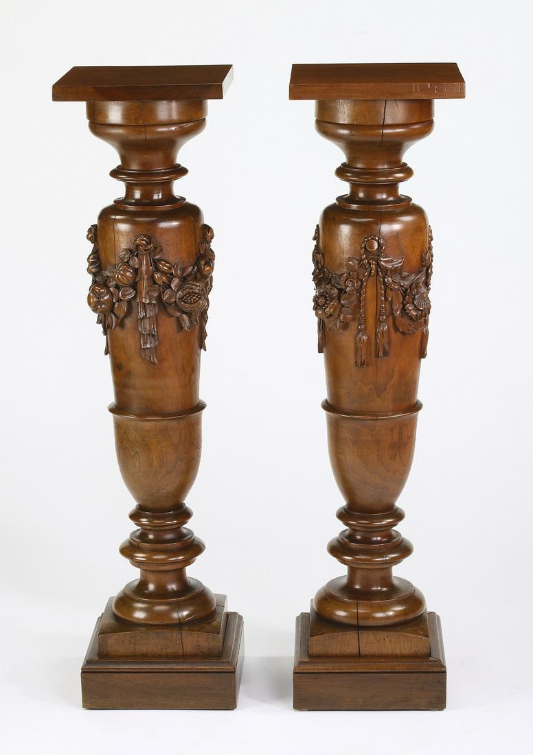 (2) Late 19th c. Louis XV style walnut pedestals (1 of 5)