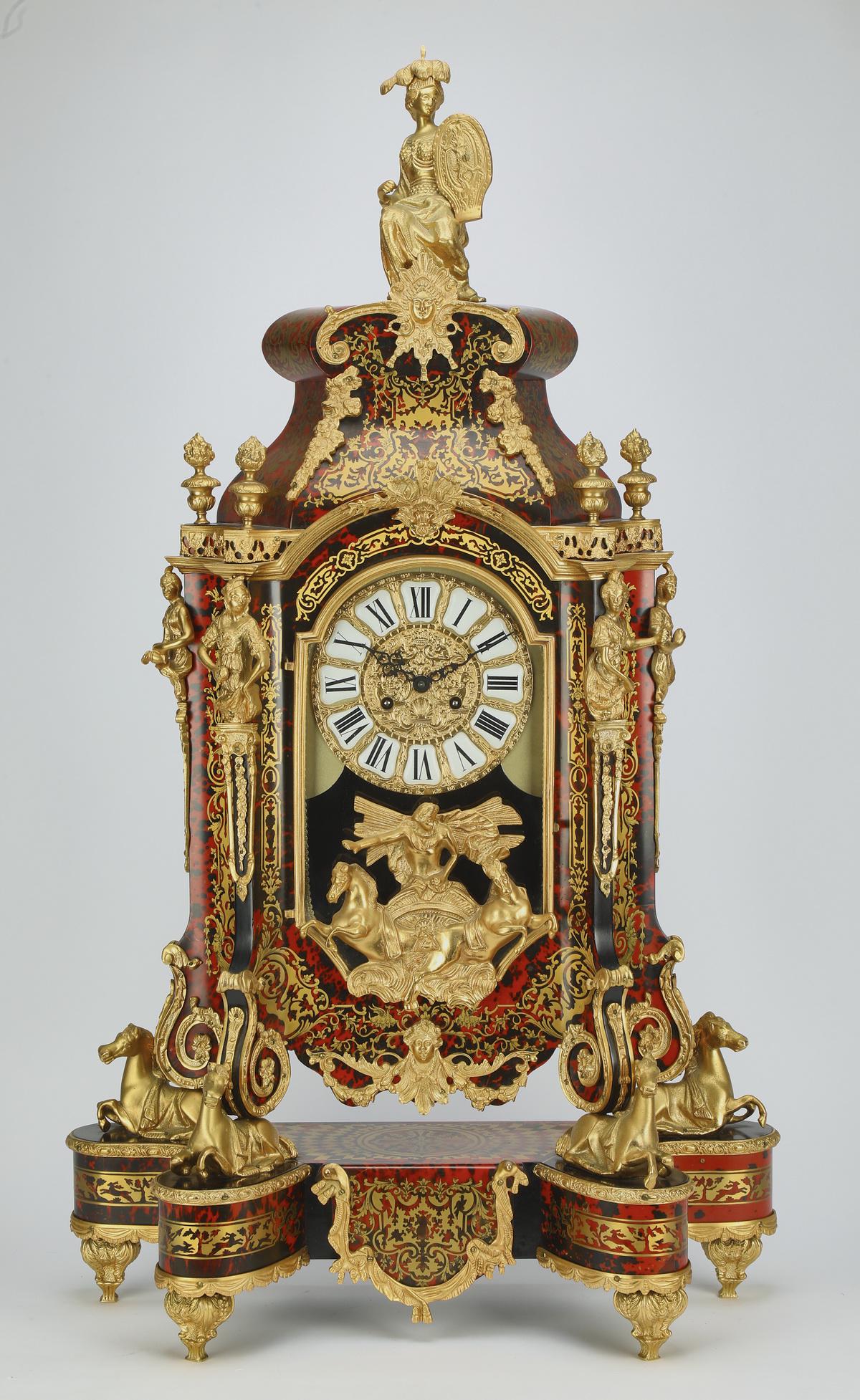 French Empire style Franz Hermle mantel clock, 42"h (1 of 8)