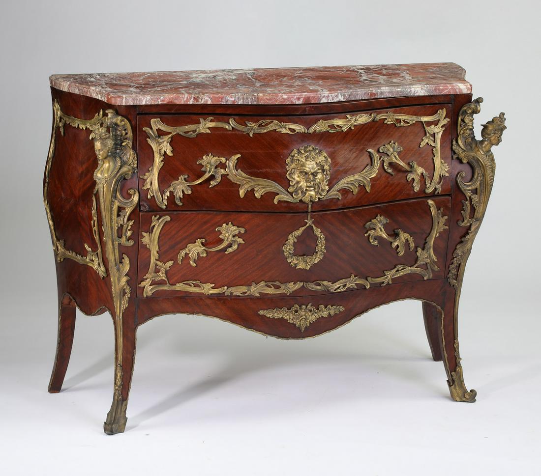 Louis XV style marble top bronze mounted commode (1 of 5)