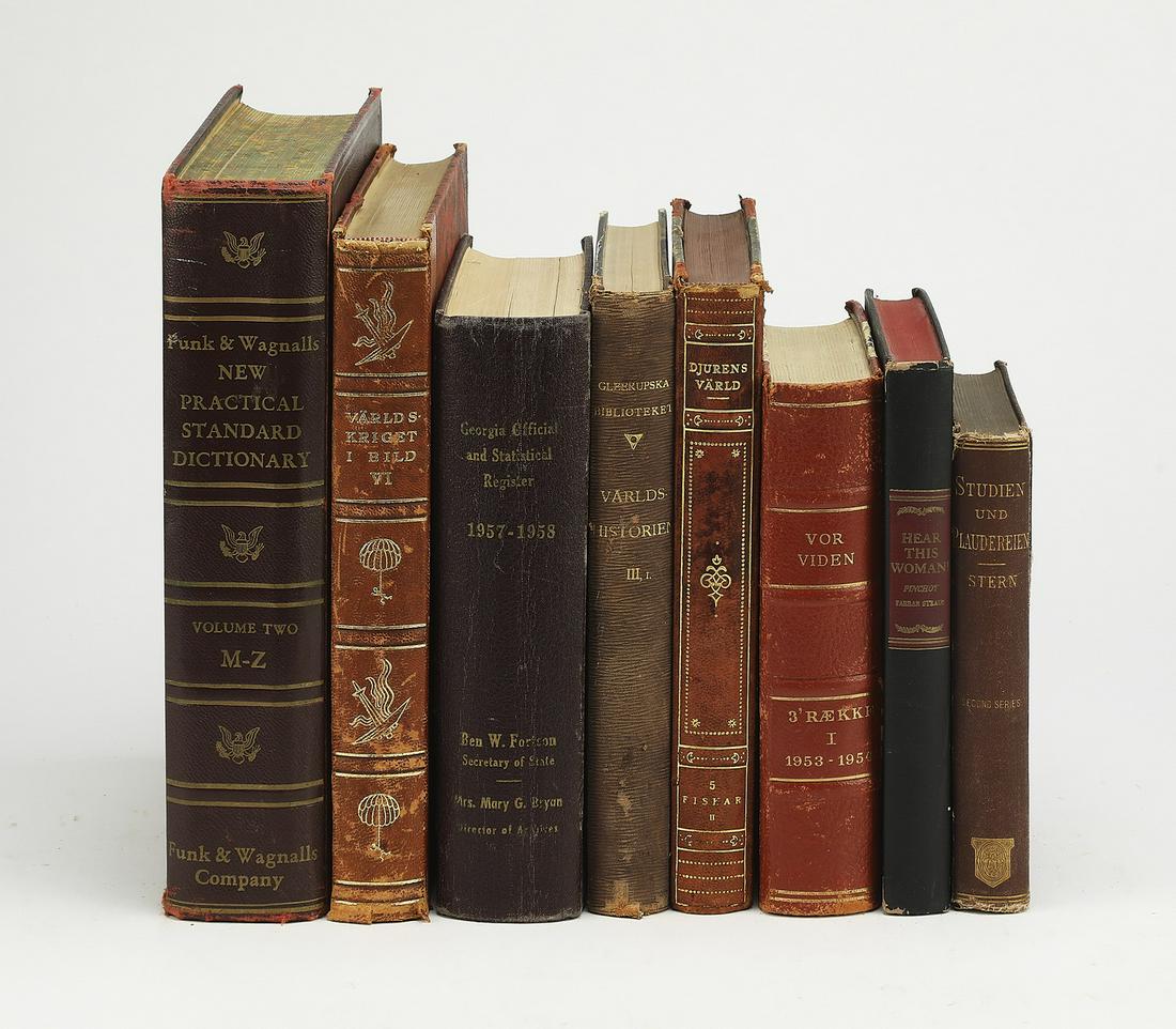 (8) 19th and 20th c. books with decorative spines (1 of 1)