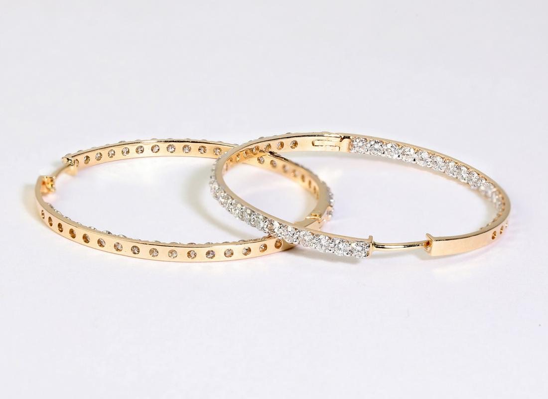 Diamond and 14k inside-out hoop earrings (1 of 3)