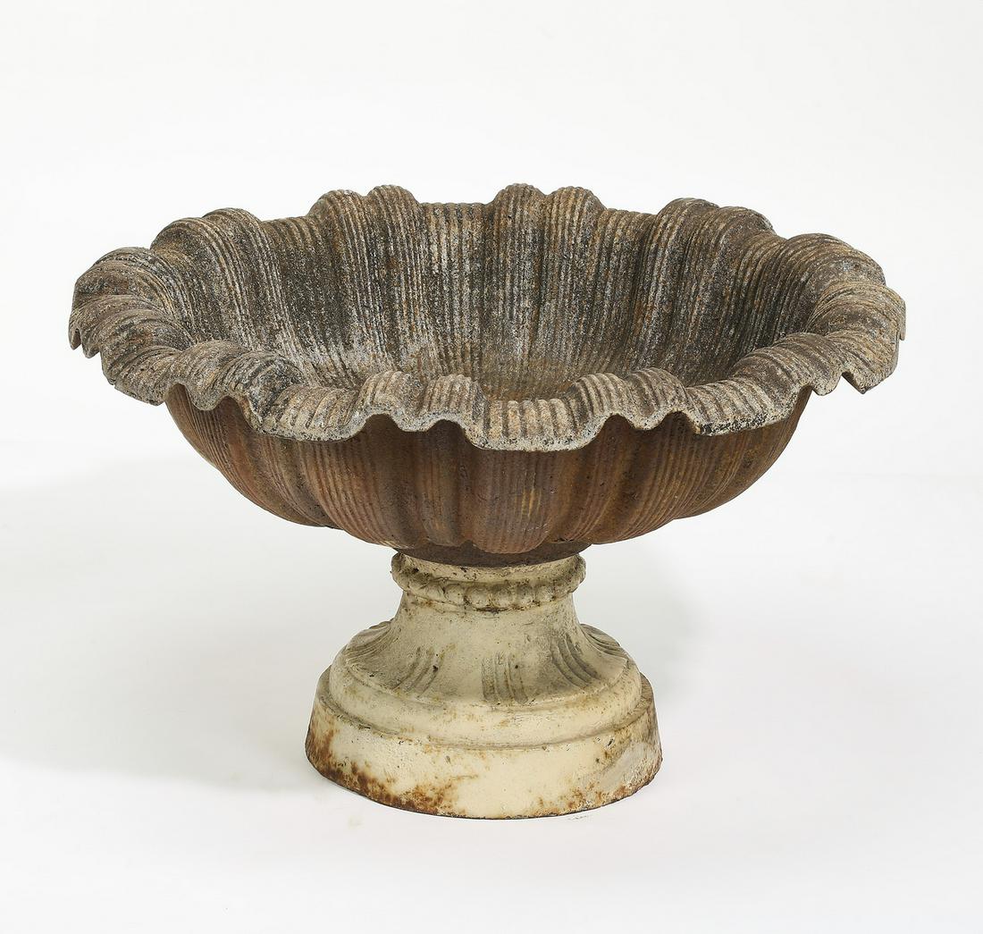 19th c. French patinated cast iron planter, 23"dia. (1 of 2)