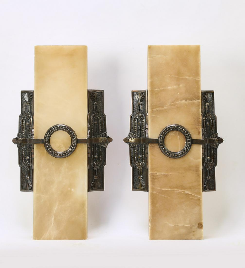 Pair of Art Deco style alabaster wall decoration (1 of 4)
