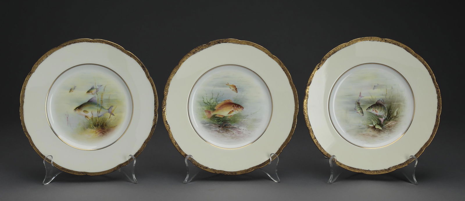 (3) Early 20th c. Minton porcelain plates, signed (1 of 3)