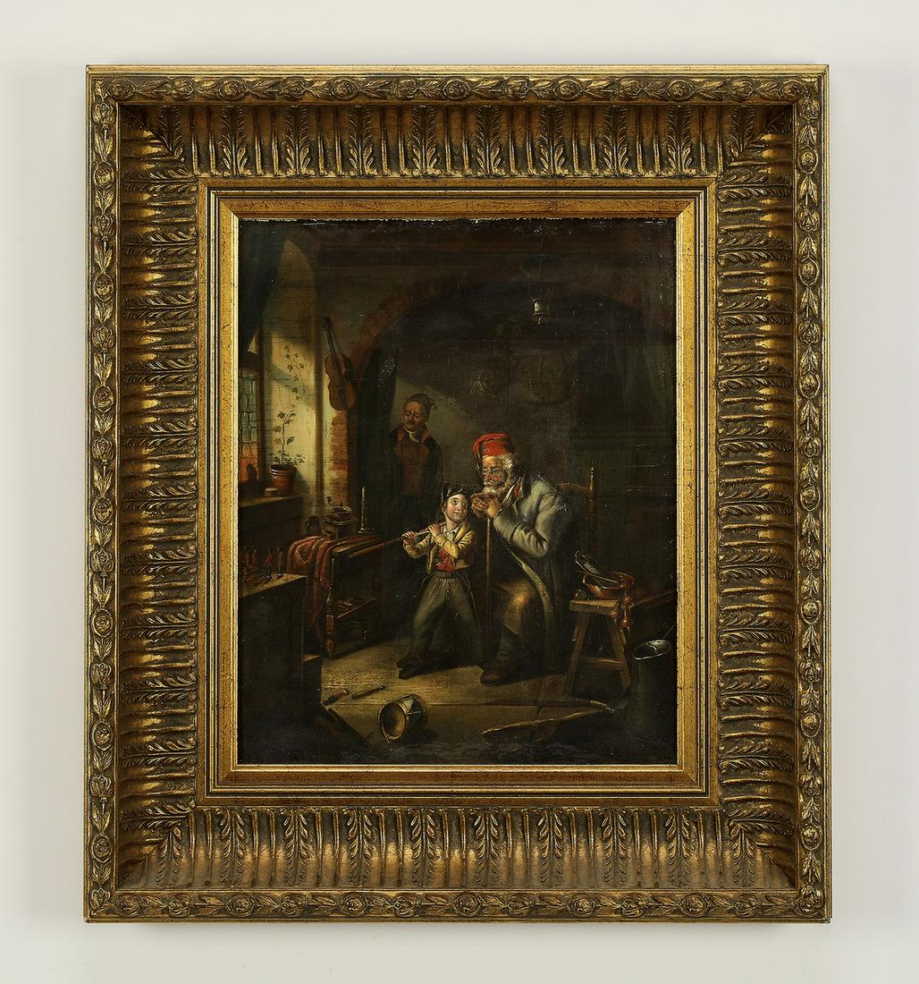 19th c. Continental O/c depicting three generations (1 of 4)