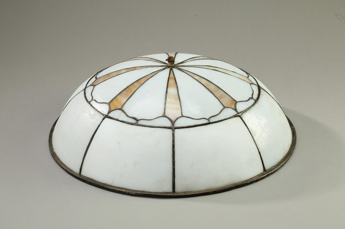 Slag and milk glass mosaic pendant shade, ca 1925 (1 of 3)