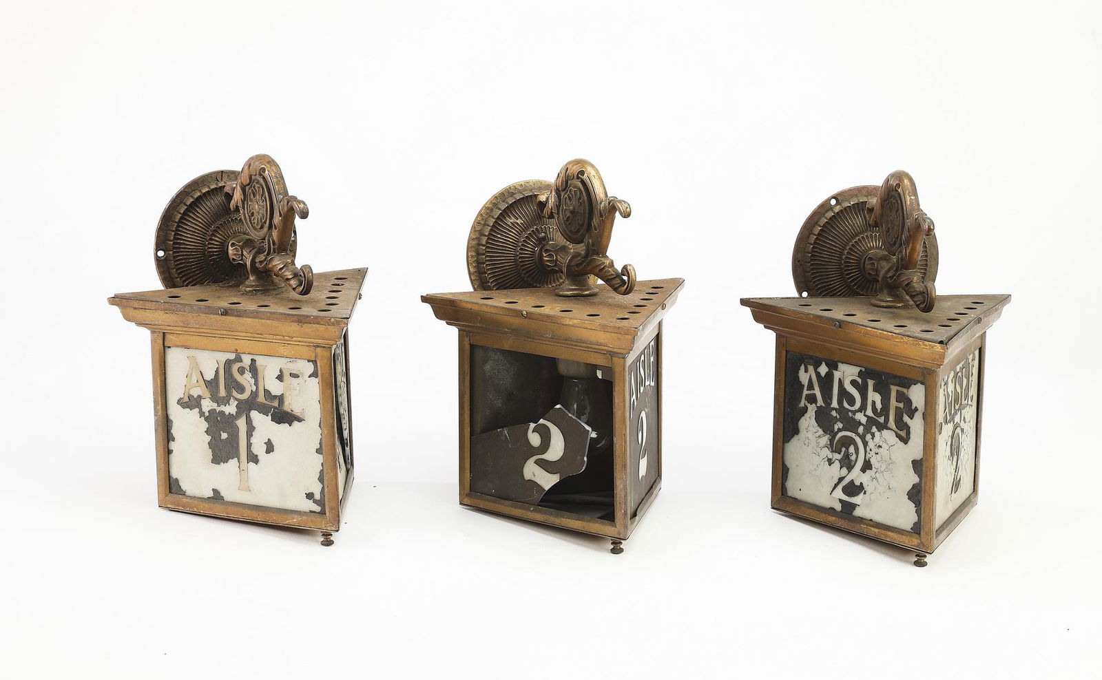 (3) Triangular theater aisle lights, ca 1925 (1 of 4)