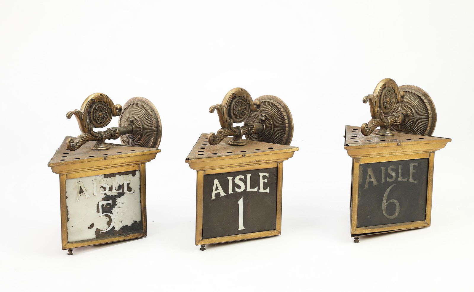 (3) Triangular theater aisle lights, ca 1925 (1 of 4)