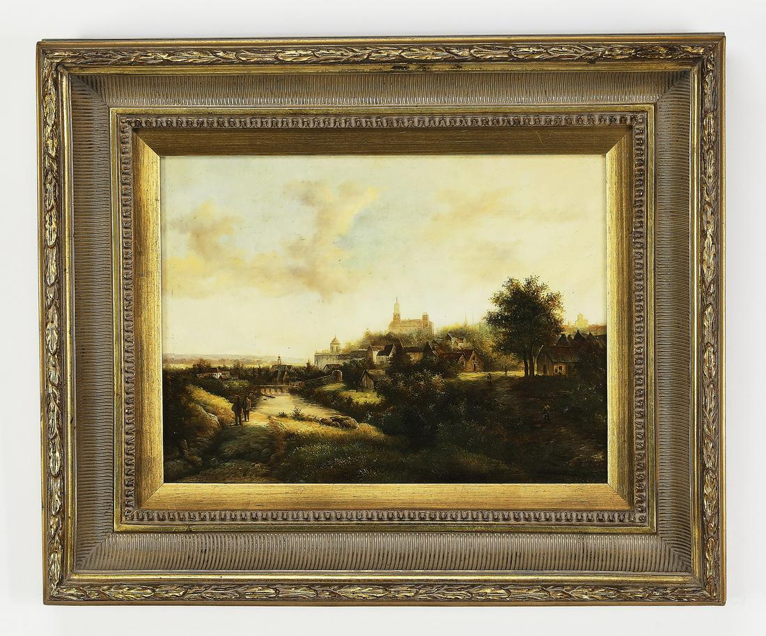 Continental School O/panel of a bucolic village (1 of 5)