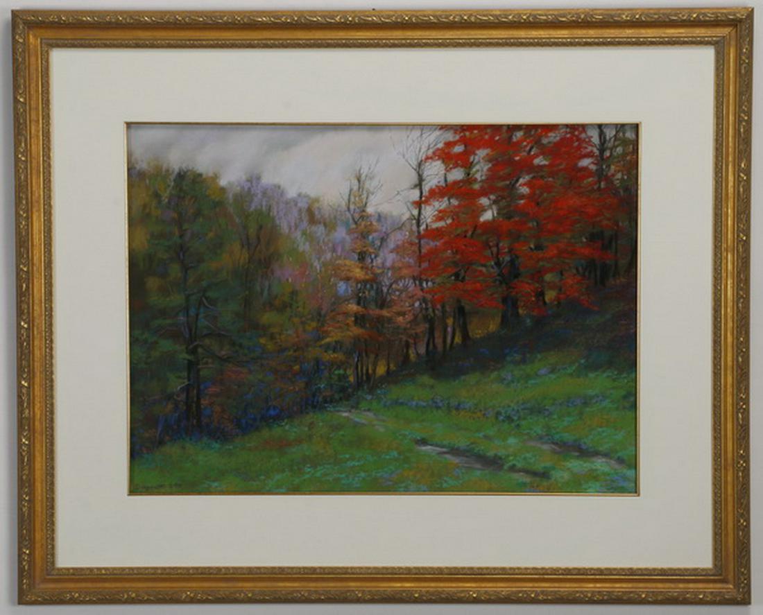 Linda Dargonette signed pastel on paper landscape (1 of 3)