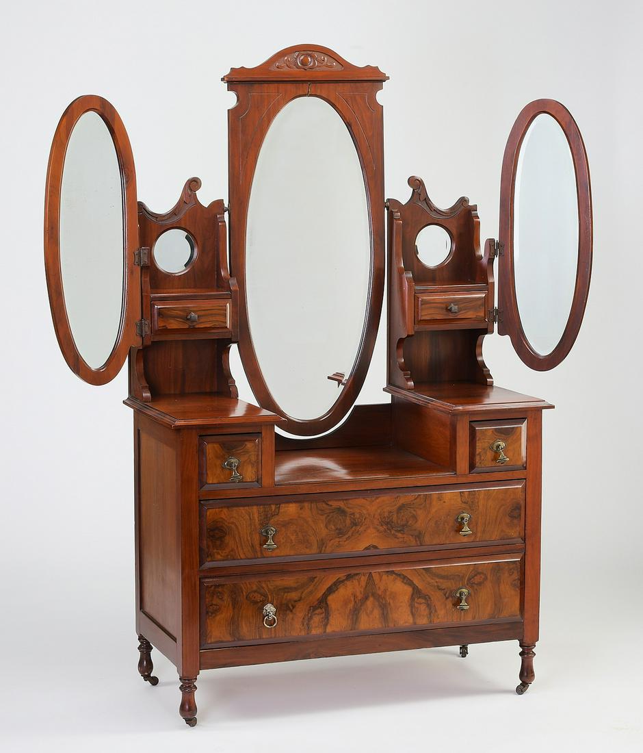 Late 19th c. Victorian mahogany vanity on casters (1 of 4)