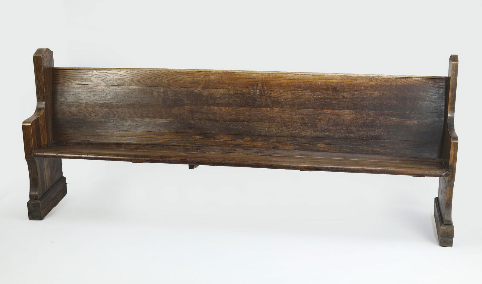 19th c. Gothic Revival style oak pew bench, 107"l (1 of 4)