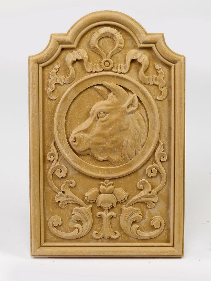 Arched figural bull architectural panel, 21"h (1 of 1)