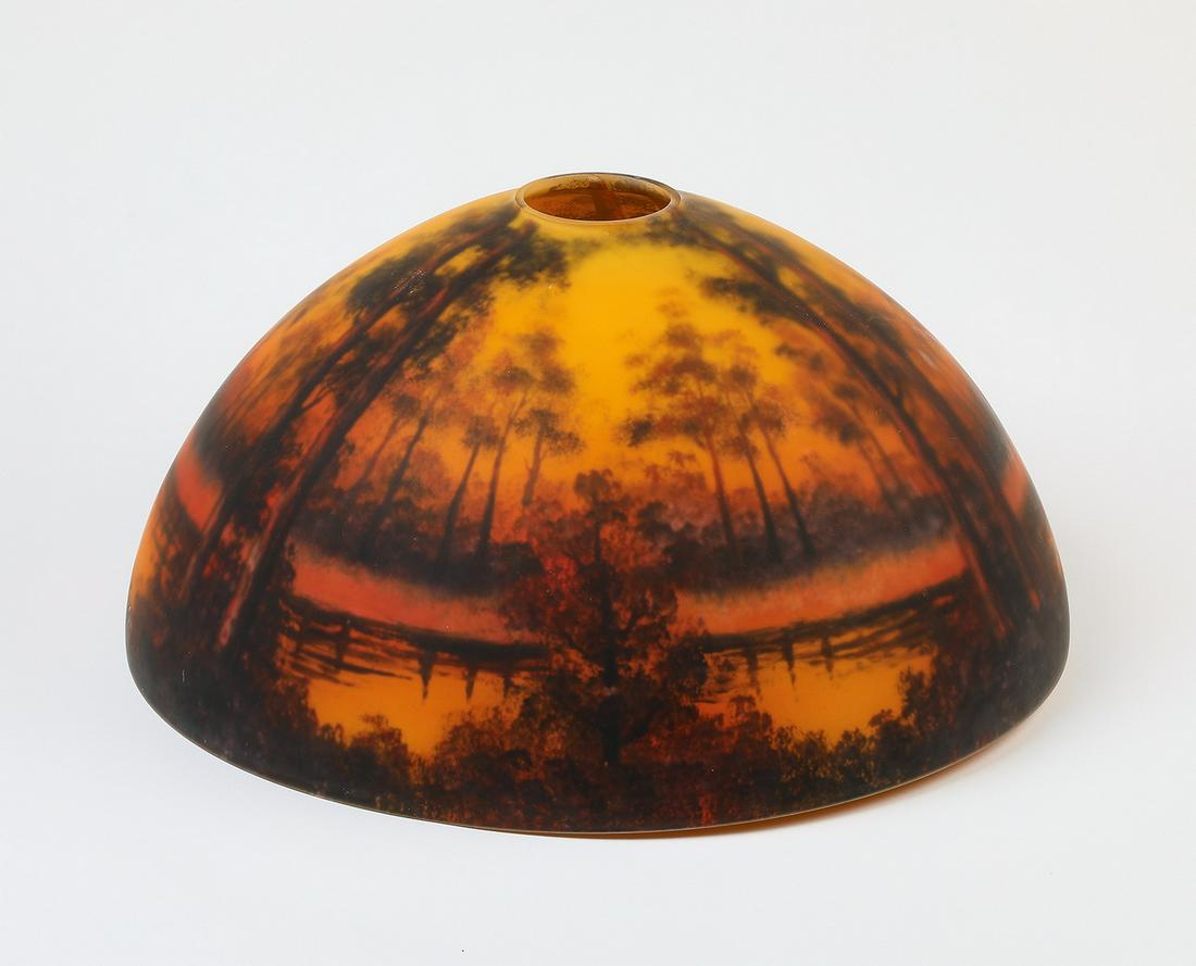 Reverse painted glass scenic lamp shade (1 of 4)
