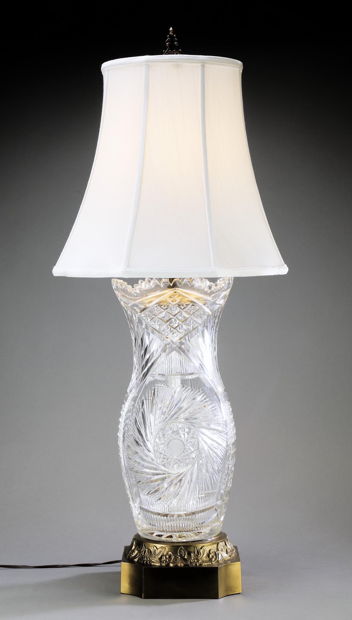 American brilliant cut crystal vase mounted as a lamp (1 of 2)
