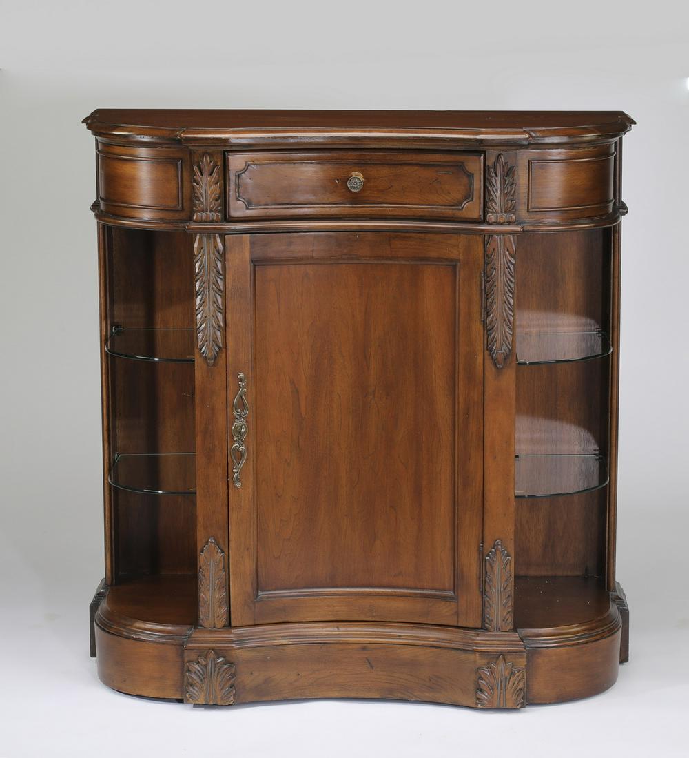 Kidney shaped cabinet with glass display shelves (1 of 3)