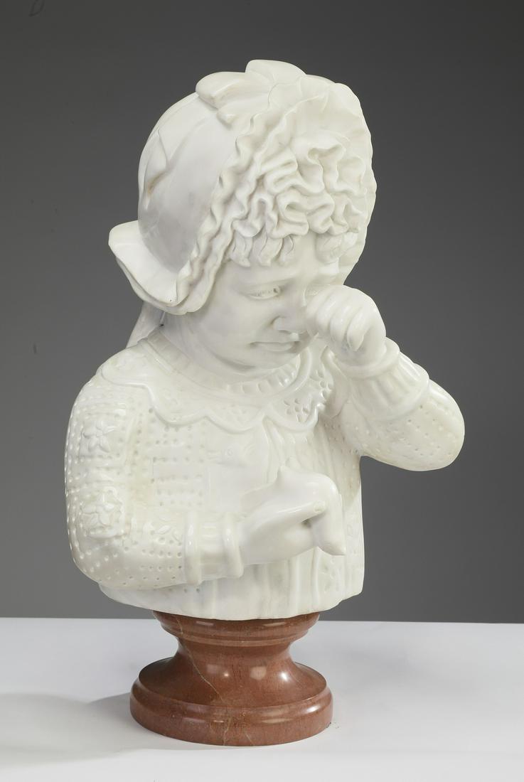 20th c. marble bust of a young child, 23"h (1 of 7)