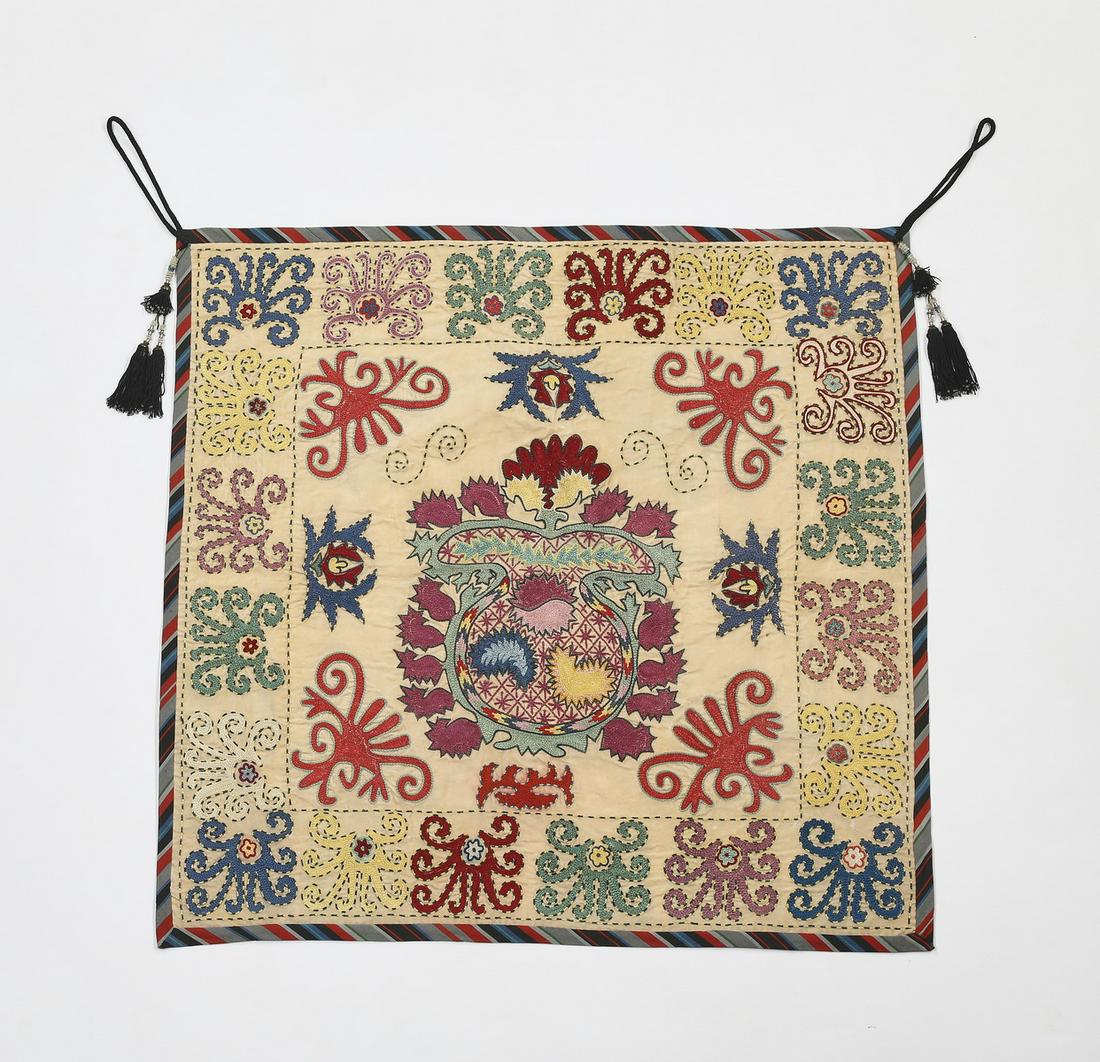 Uzbek hand embroidered suzani panel, early 20th c. (1 of 5)