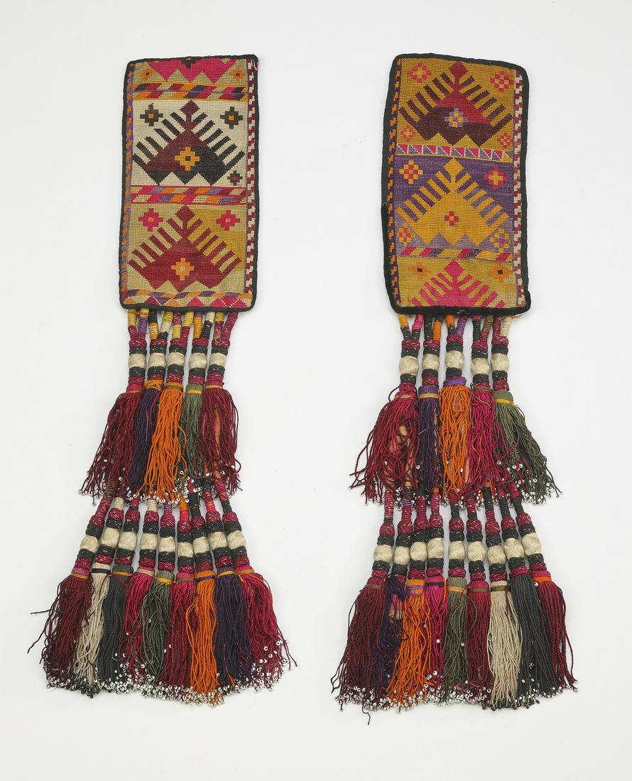 (2) Uzbek embroidered yurt ornaments, early 20th c. (1 of 4)