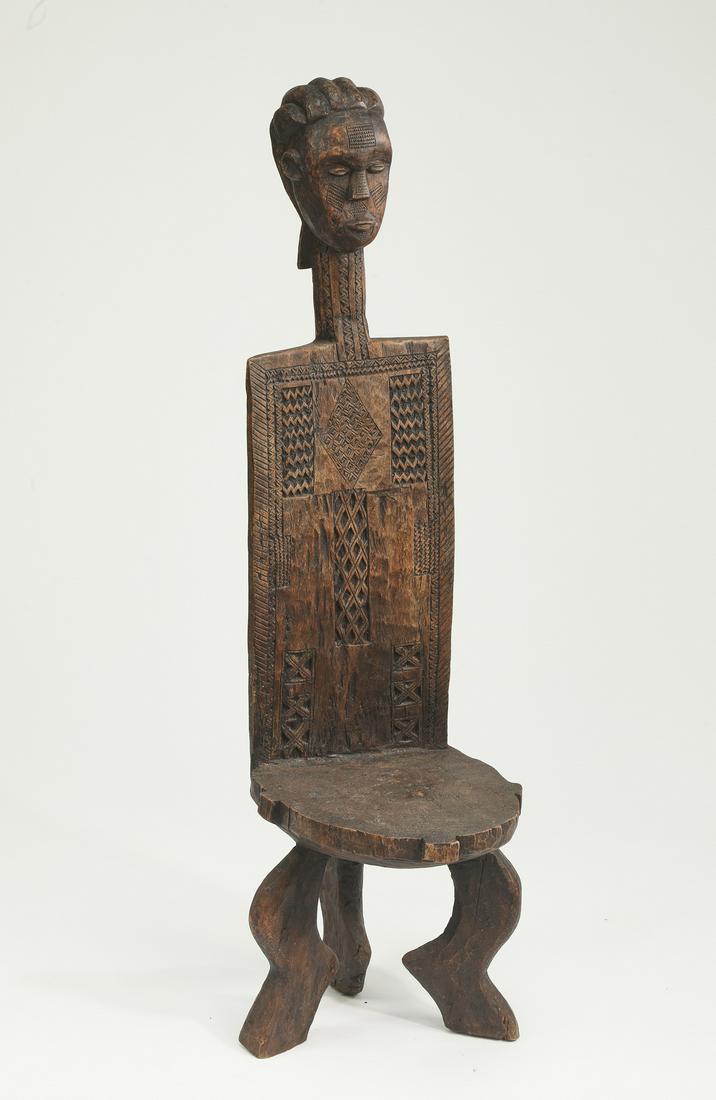 Hand carved anthropomorphic stool, Tanzania, 46"h (1 of 6)