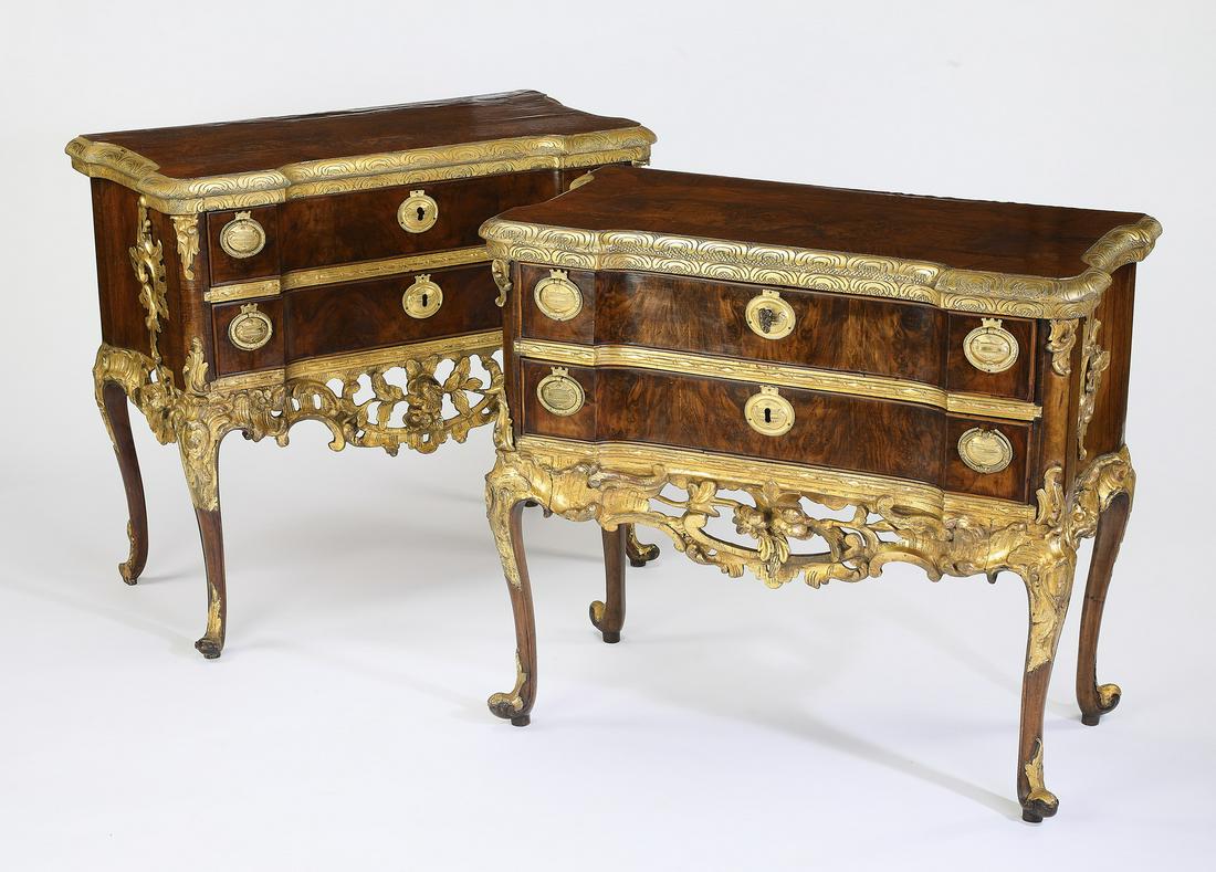 (2) 19th c. Louis XIV style marquetry commodes (1 of 4)