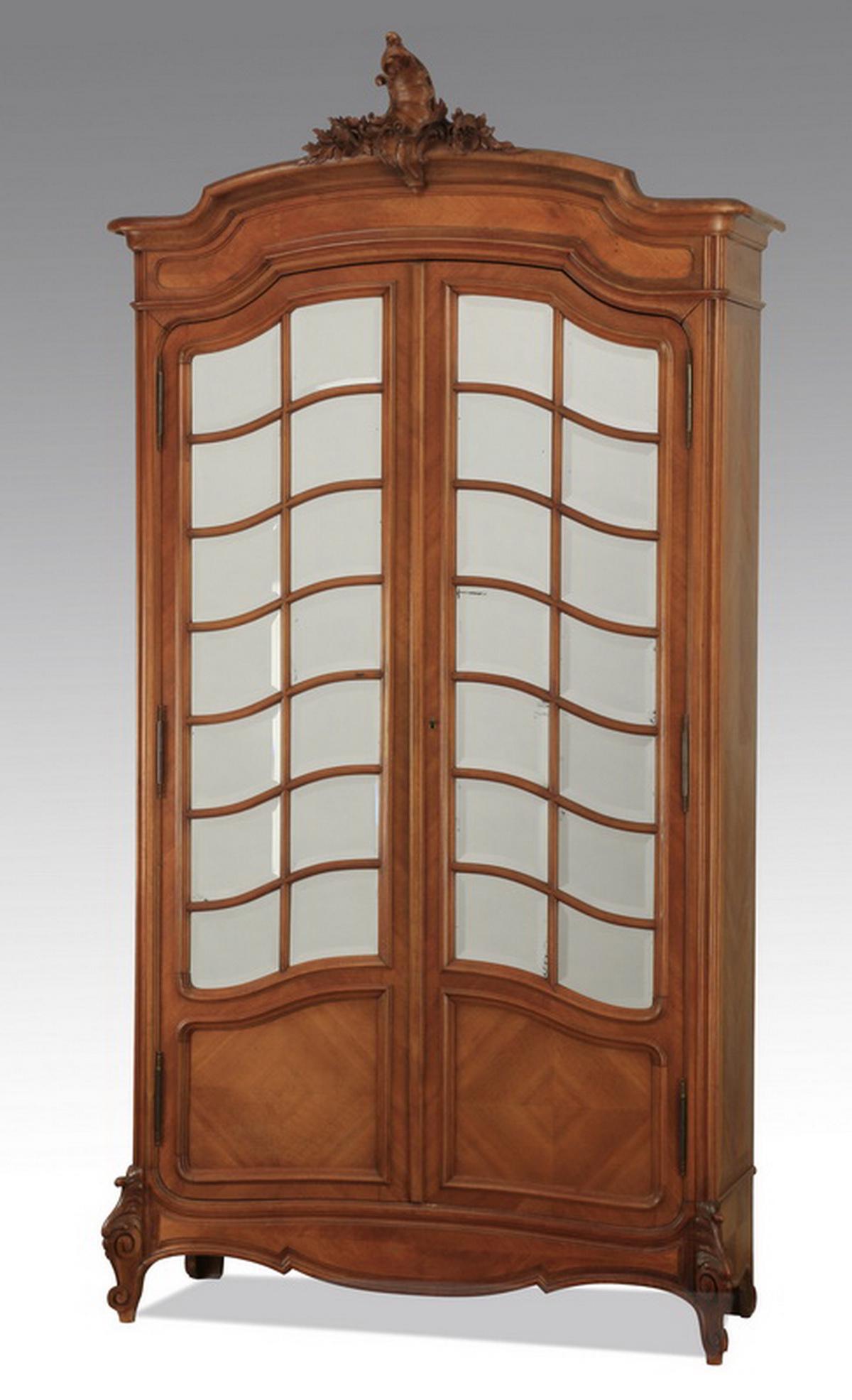19th c. French walnut armoire w/ mirrored doors (1 of 3)