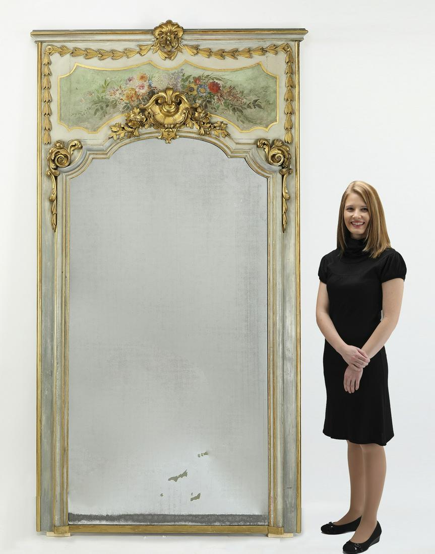 19th c. hand painted French trumeau mirror (1 of 4)
