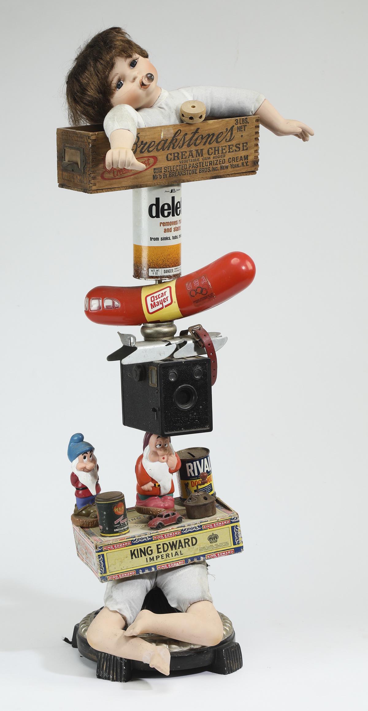 20th c. American mixed media sculpture, 36"h (1 of 4)