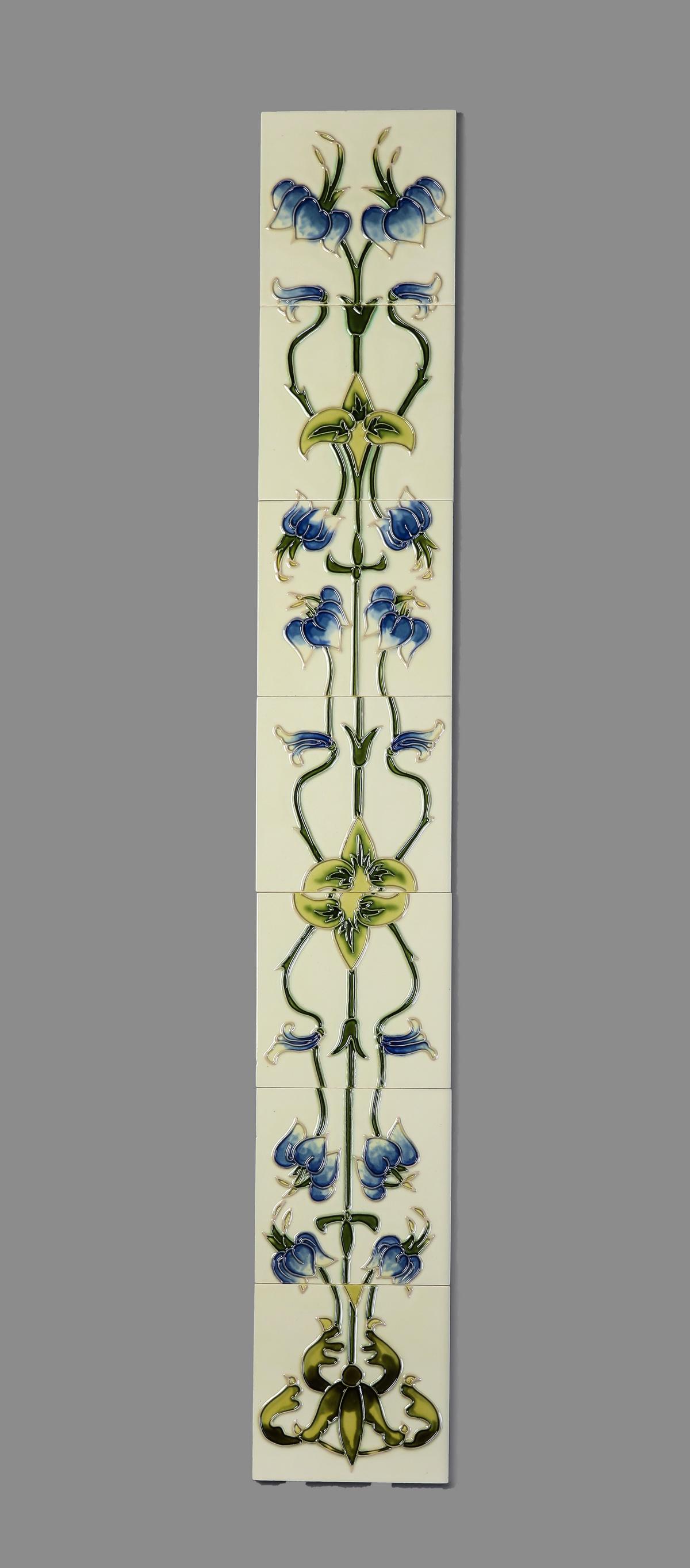 (7) Art Nouveau style floral design ceramic tiles 6"w (1 of 1)