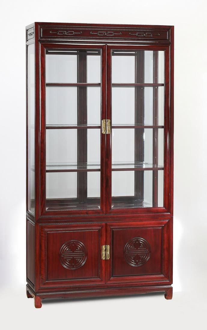 Chinese rosewood lighted vitrine (1 of 4)