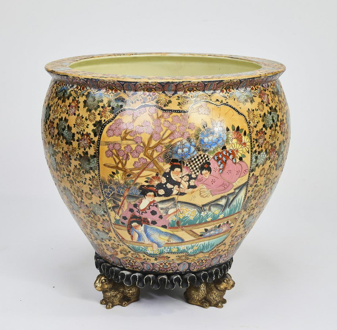 Asian inspired porcelain fish pot with geishas (1 of 5)
