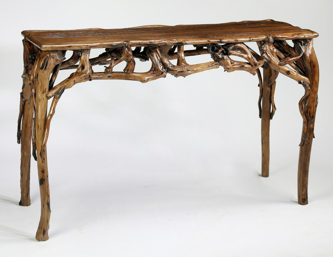Chinese carved rootwood console table (1 of 6)