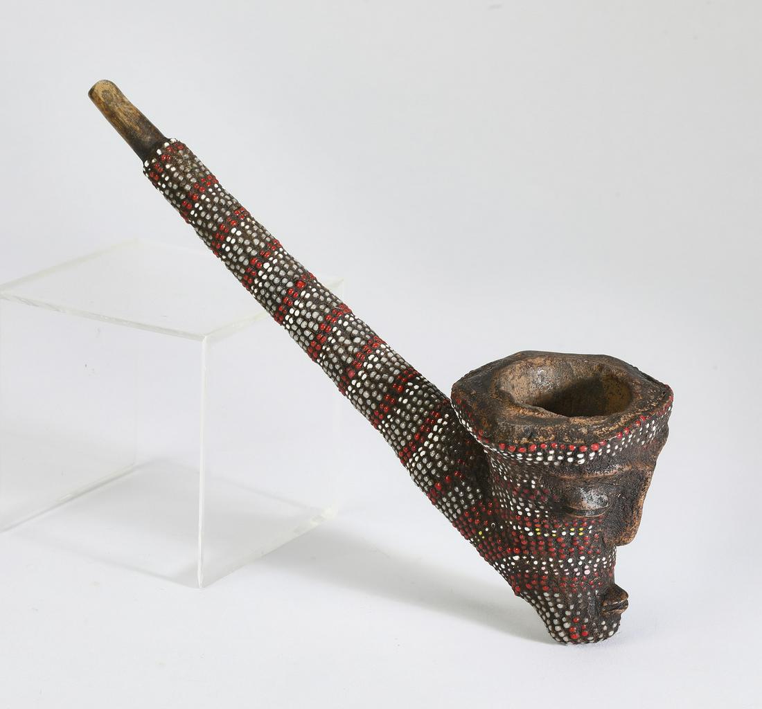 Fully beaded pipe, Tutsi peoples, Rwanda (1 of 5)