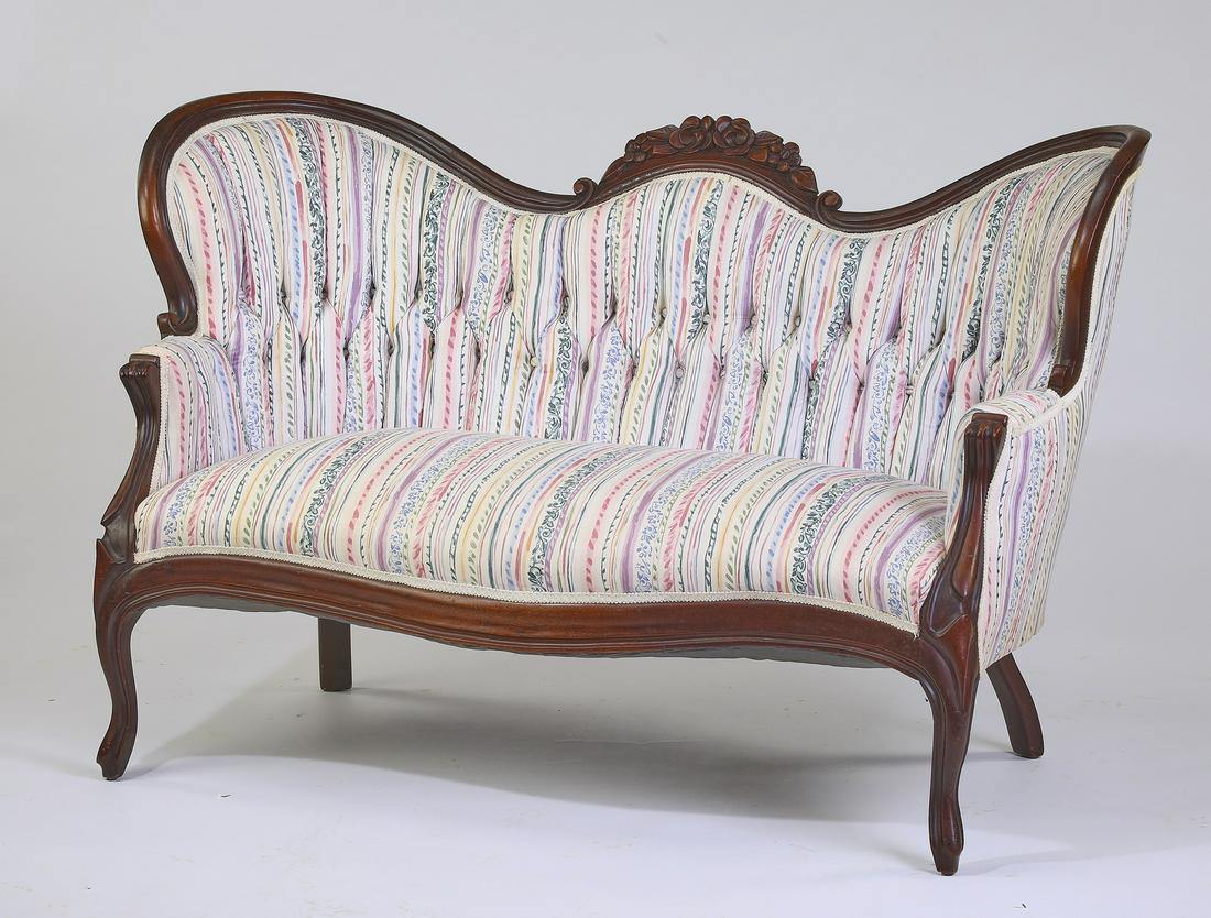 Victorian style custom upholstered settee (1 of 3)