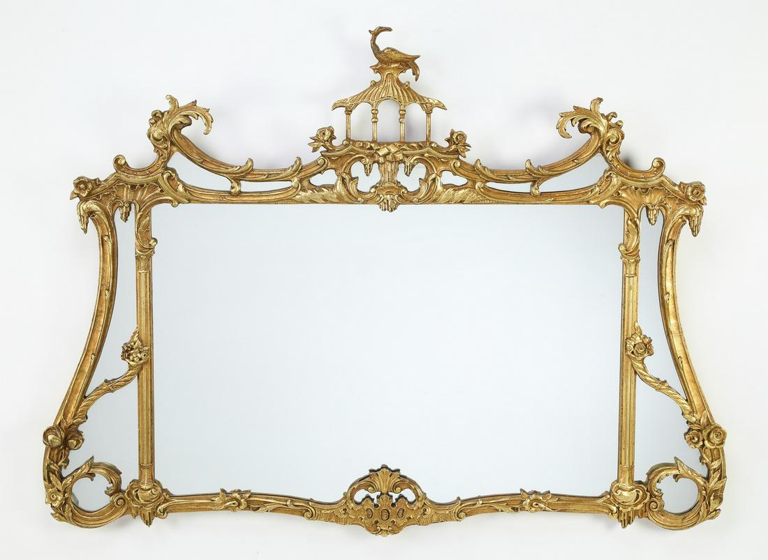 Gilt decorated Chinese Chippendale style mirror (1 of 4)